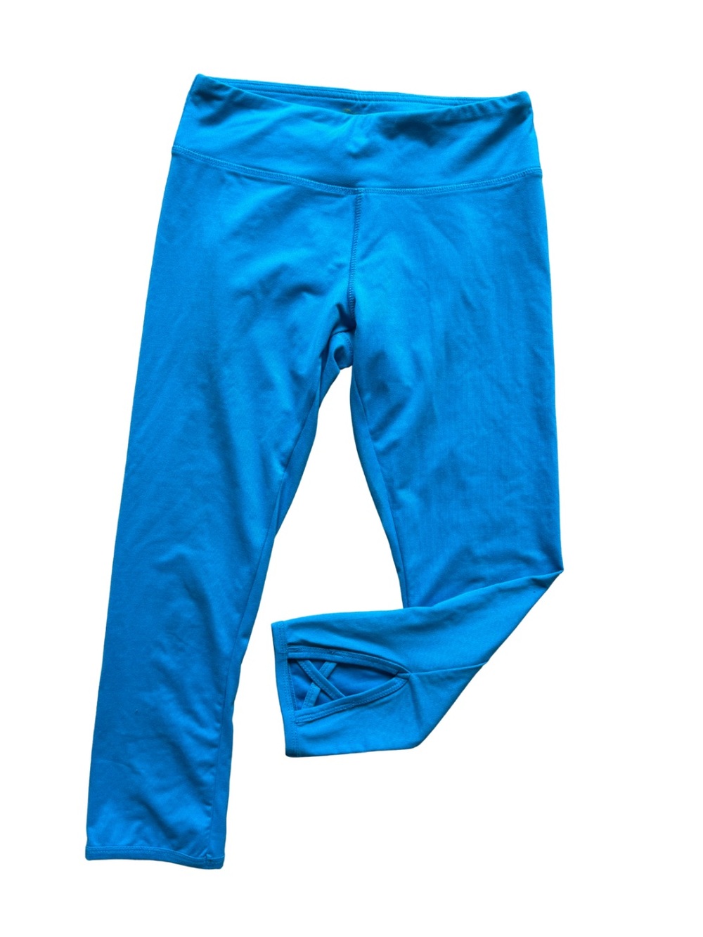 Balance Collection Bright Blue Women’s Yoga Pants with Crisscross Hem